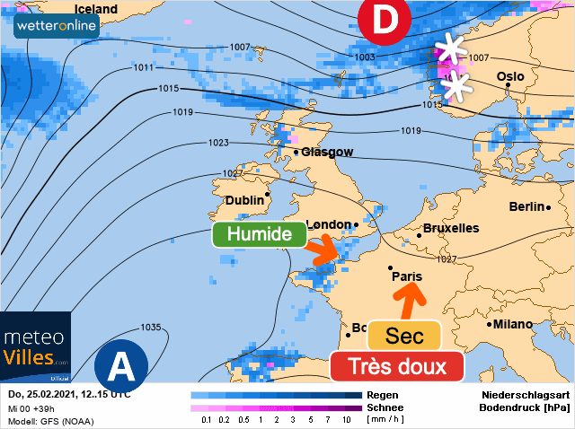 Carte de prévisions d'europe du Jeudi 25 février 2021