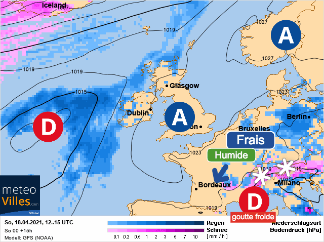 Carte de prévisions d'europe du Dimanche 18 avril 2021