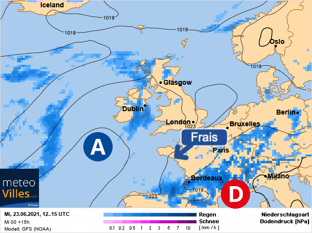 Carte de prévisions d'europe du Mercredi 23 juin 2021