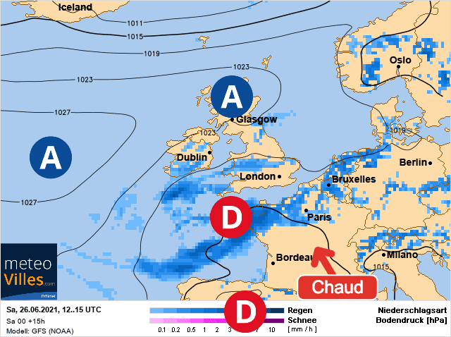 Carte de prévisions d'europe du Samedi 26 juin 2021