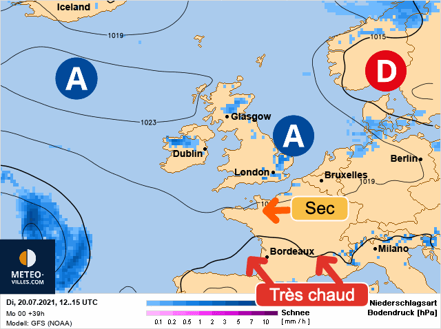 Carte de prévisions d'europe du Mardi 20 juillet 2021