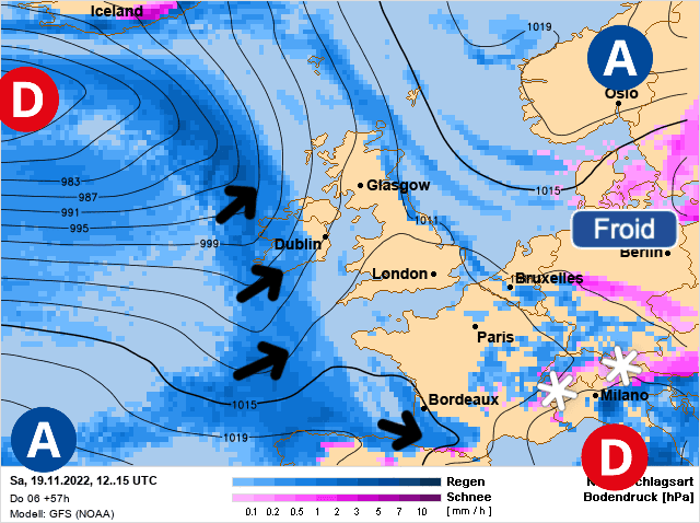Carte de prévisions d'europe du Samedi 19 novembre 2022