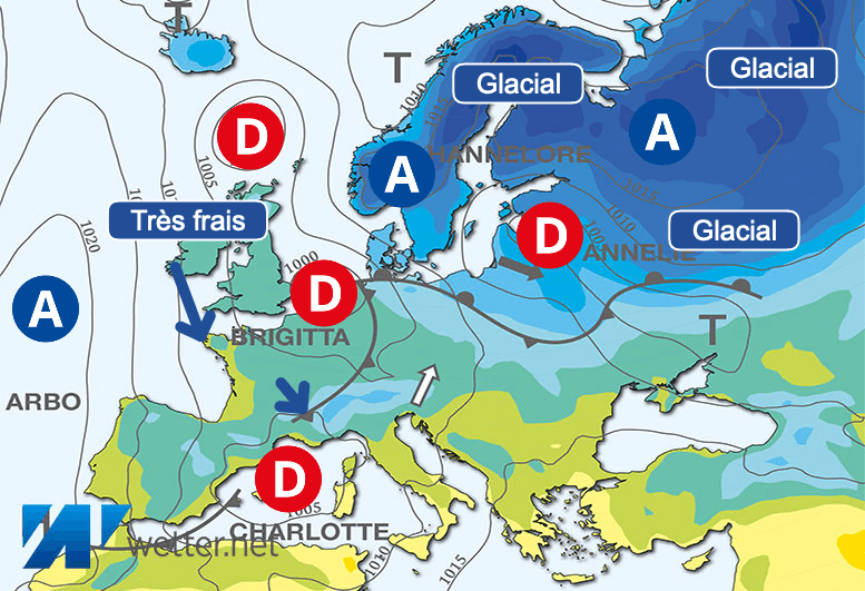 Carte de prévisions d'europe du Vendredi 5 janvier 2024