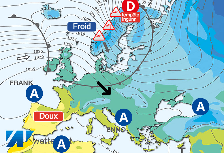 Carte de prévisions d'europe du Jeudi 1 février 2024