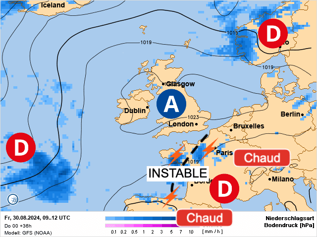 Carte de prévisions d'europe du Vendredi 30 août 2024