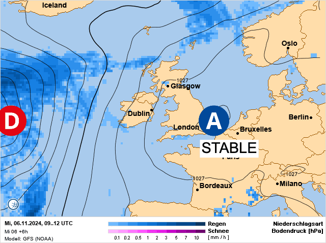Carte de prévisions d'europe du Mercredi 6 novembre 2024