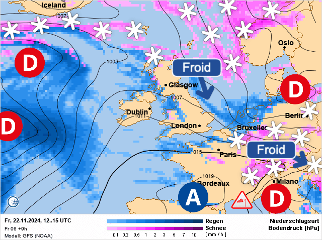 Carte de prévisions d'europe du Vendredi 22 novembre 2024