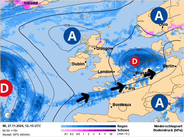 Carte de prévisions d'europe du Mercredi 27 novembre 2024