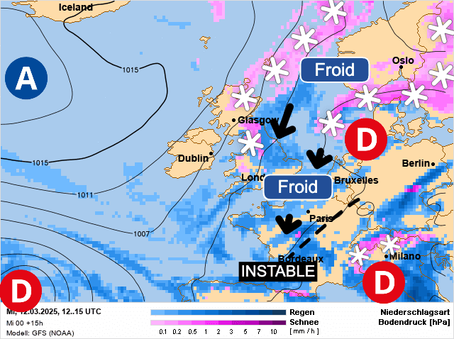 Carte de prévisions d'europe du Mercredi 12 mars 2025