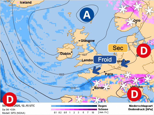 Carte de prévisions d'europe du Dimanche 16 mars 2025