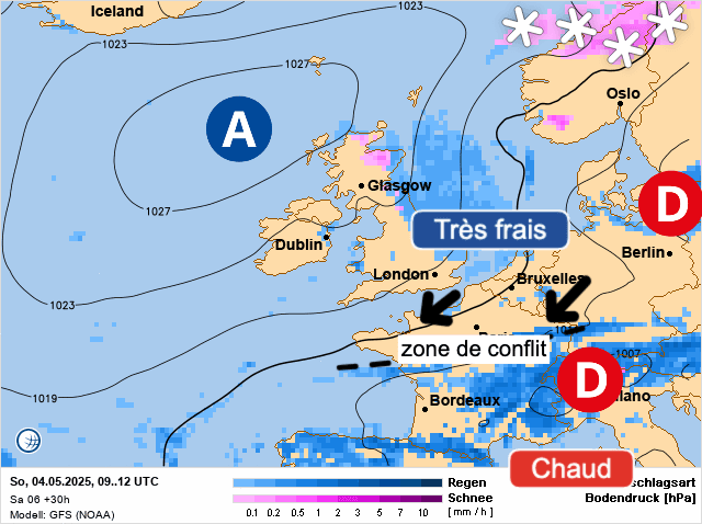 Carte de prévisions d'europe du Dimanche 4 mai 2025