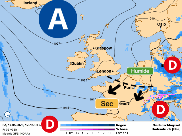 Carte de prévisions d'europe du Samedi 17 mai 2025