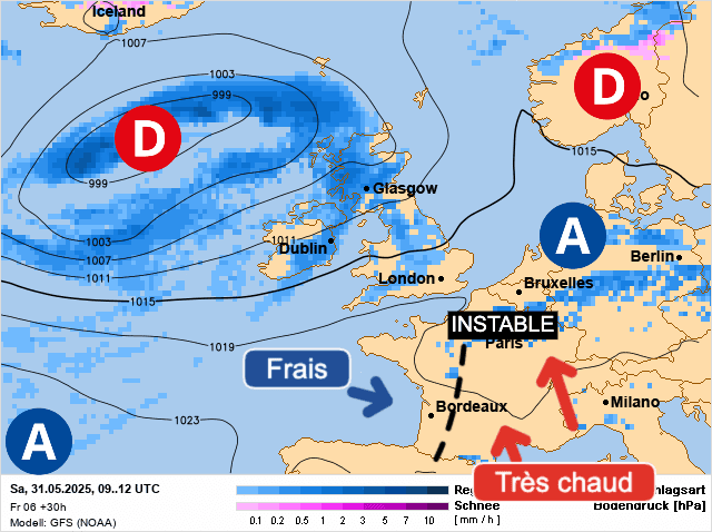 Carte de prévisions d'europe du Samedi 31 mai 2025