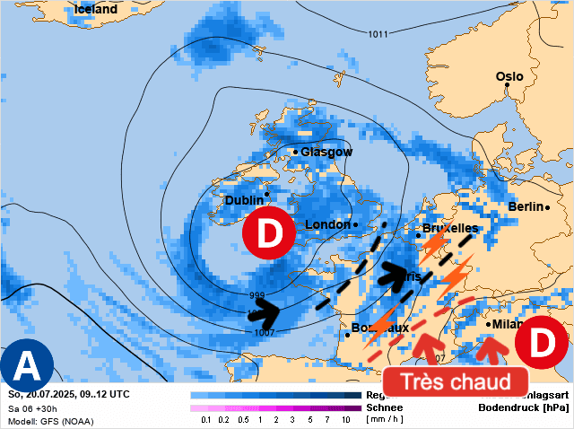 Carte de prévisions d'europe du Dimanche 20 juillet 2025