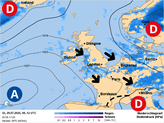 Carte de prévisions d'europe du Mardi 29 juillet 2025