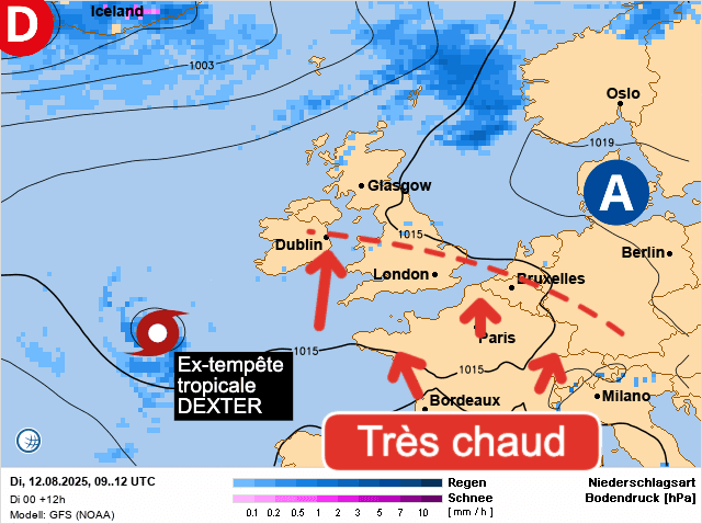 Carte de prévisions d'europe du Mardi 12 août 2025