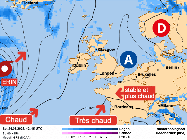 Carte de prévisions d'europe du Dimanche 24 août 2025
