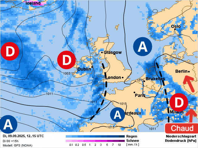Carte de prévisions d'europe du Mardi 9 septembre 2025