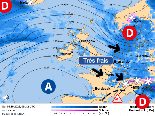 Carte de prévisions d'europe du Dimanche 5 octobre 2025