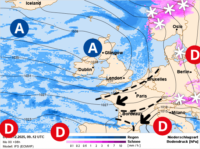 Carte de prévisions d'europe du Mardi 30 décembre 2025