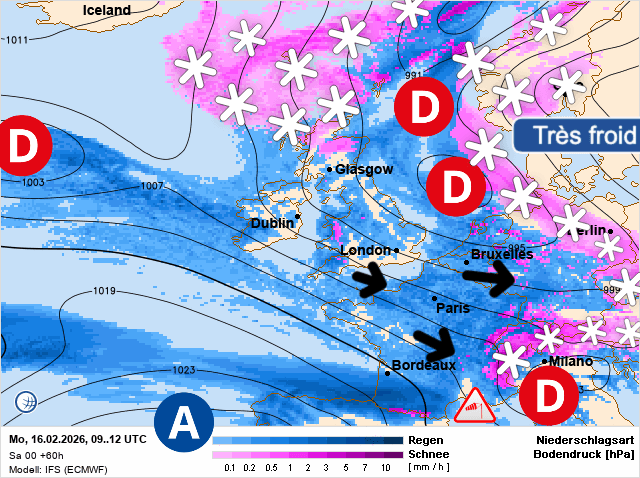 Carte de prévisions d'europe du Lundi 16 février 2026
