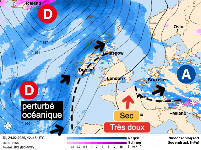Carte de prévisions d'europe du Mardi 24 février 2026