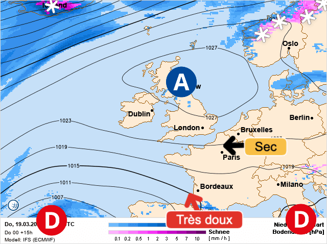 Carte de prévisions d'europe du Jeudi 19 mars 2026
