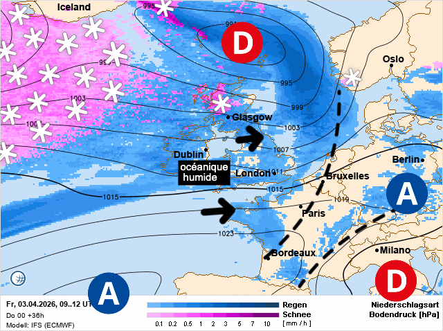 Carte de prévisions d'europe du Vendredi 3 avril 2026