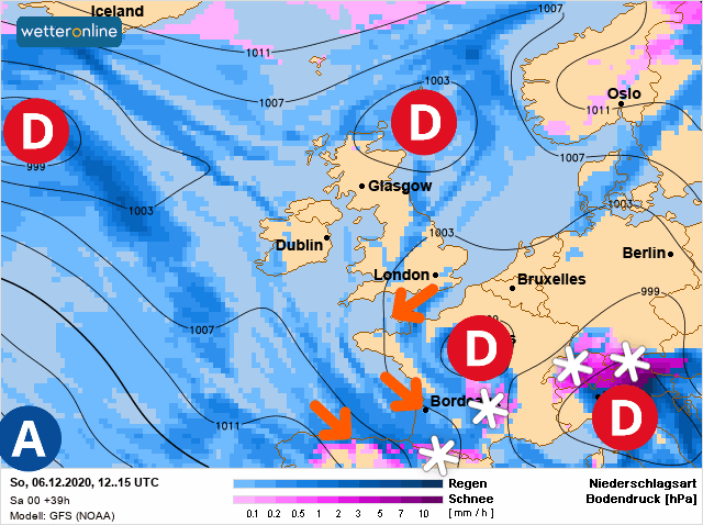 Carte de prévisions d'europe du Dimanche 6 décembre 2020