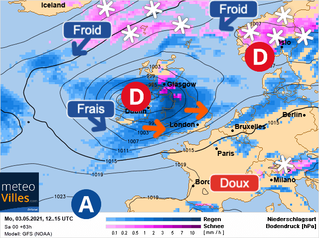 Carte de prévisions d'europe du Lundi 3 mai 2021