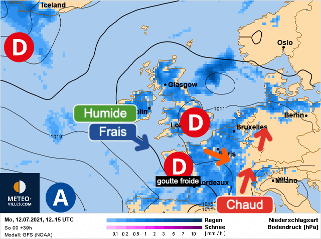 Carte de prévisions d'europe du Lundi 12 juillet 2021