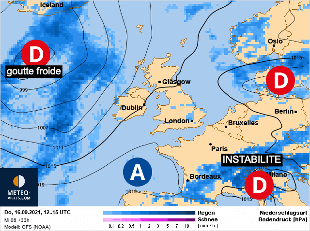 Carte de prévisions d'europe du Jeudi 16 septembre 2021