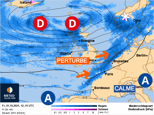 Carte de prévisions d'europe du Vendredi 1 octobre 2021