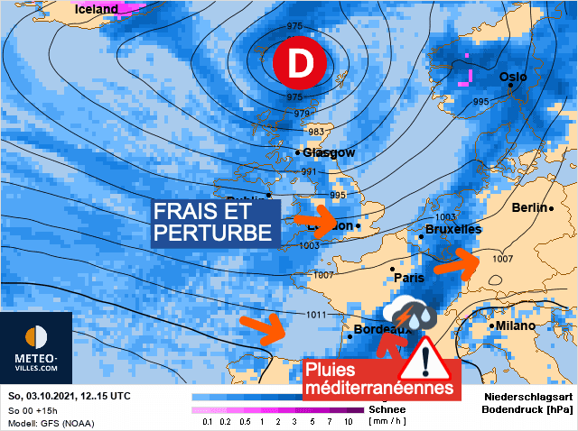 Carte de prévisions d'europe du Dimanche 3 octobre 2021