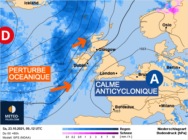 Carte de prévisions d'europe du Samedi 23 octobre 2021