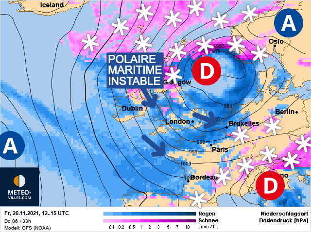 Carte de prévisions d'europe du Vendredi 26 novembre 2021