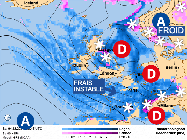 Carte de prévisions d'europe du Samedi 4 décembre 2021