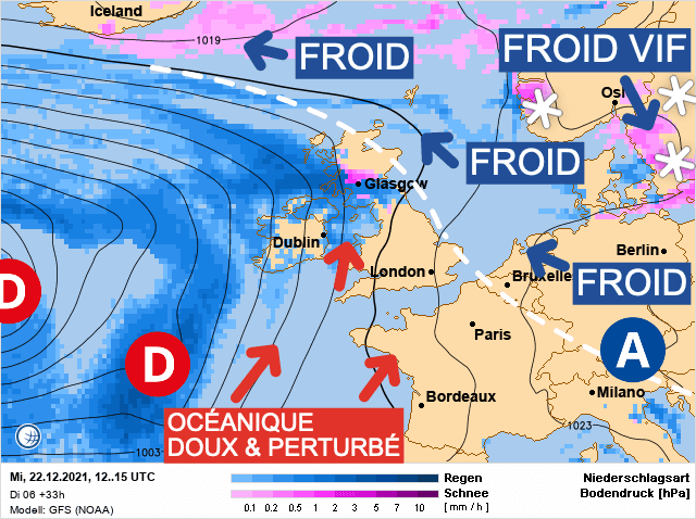 Carte de prévisions d'europe du Mercredi 22 décembre 2021