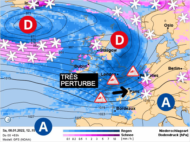 Carte de prévisions d'europe du Samedi 8 janvier 2022