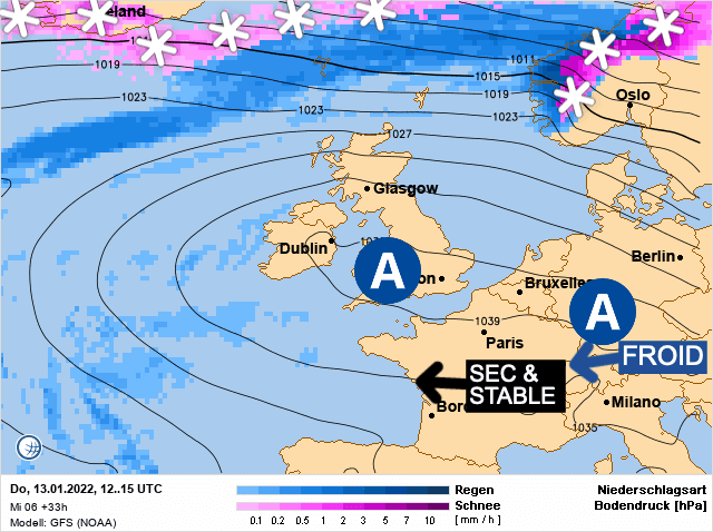 Carte de prévisions d'europe du Jeudi 13 janvier 2022
