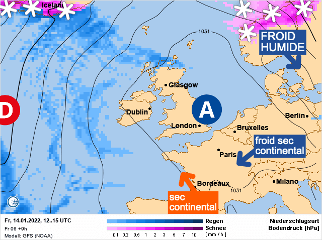 Carte de prévisions d'europe du Vendredi 14 janvier 2022