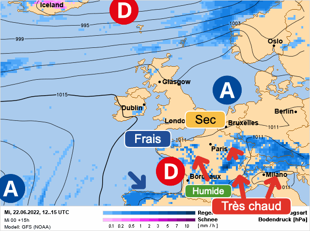 Carte de prévisions d'europe du Mercredi 22 juin 2022