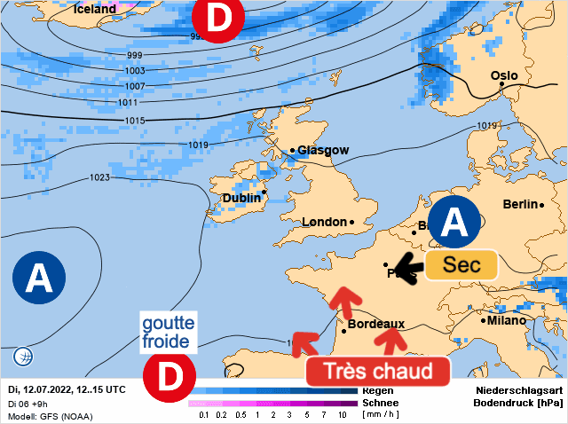 Carte de prévisions d'europe du Mardi 12 juillet 2022