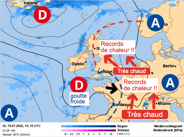 Carte de prévisions d'europe du Mardi 19 juillet 2022