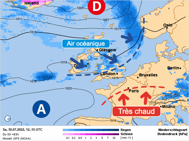 Carte de prévisions d'europe du Samedi 30 juillet 2022