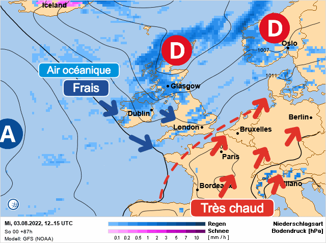 Carte de prévisions d'europe du Mercredi 3 août 2022
