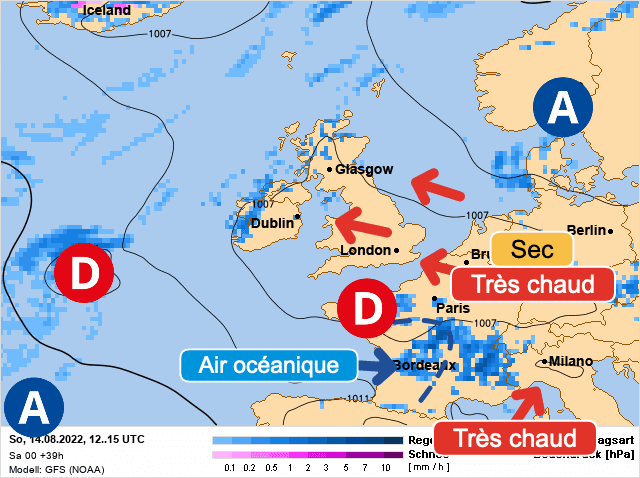 Carte de prévisions d'europe du Dimanche 14 août 2022