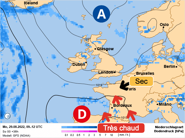 Carte de prévisions d'europe du Lundi 29 août 2022