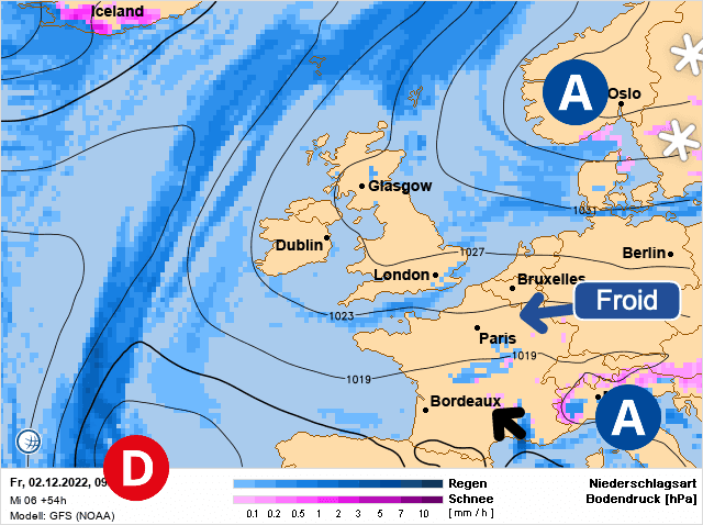Carte de prévisions d'europe du Vendredi 2 décembre 2022