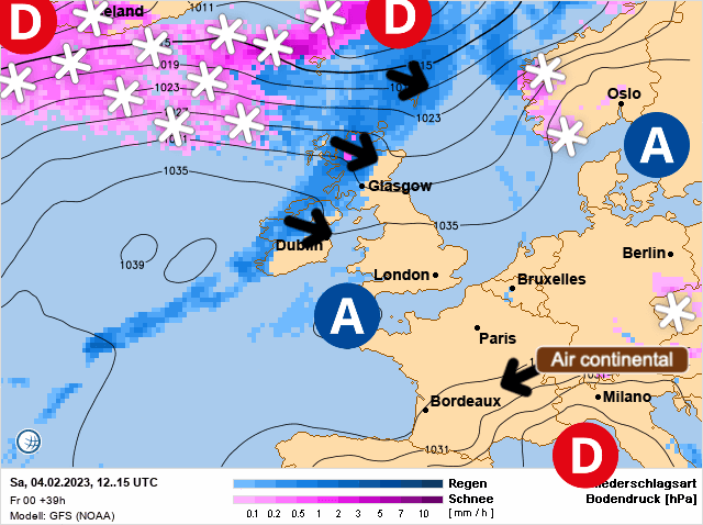 Carte de prévisions d'europe du Samedi 4 février 2023